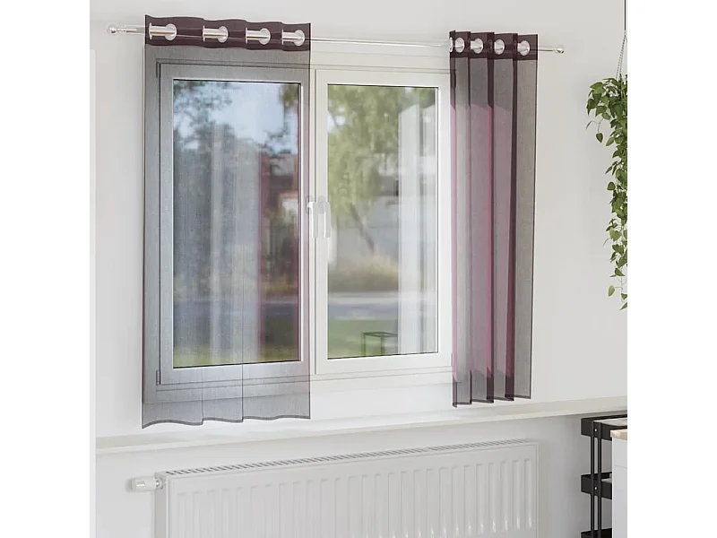 Cortinas de voile com ilhós 2 peças roxo 140x140 cm