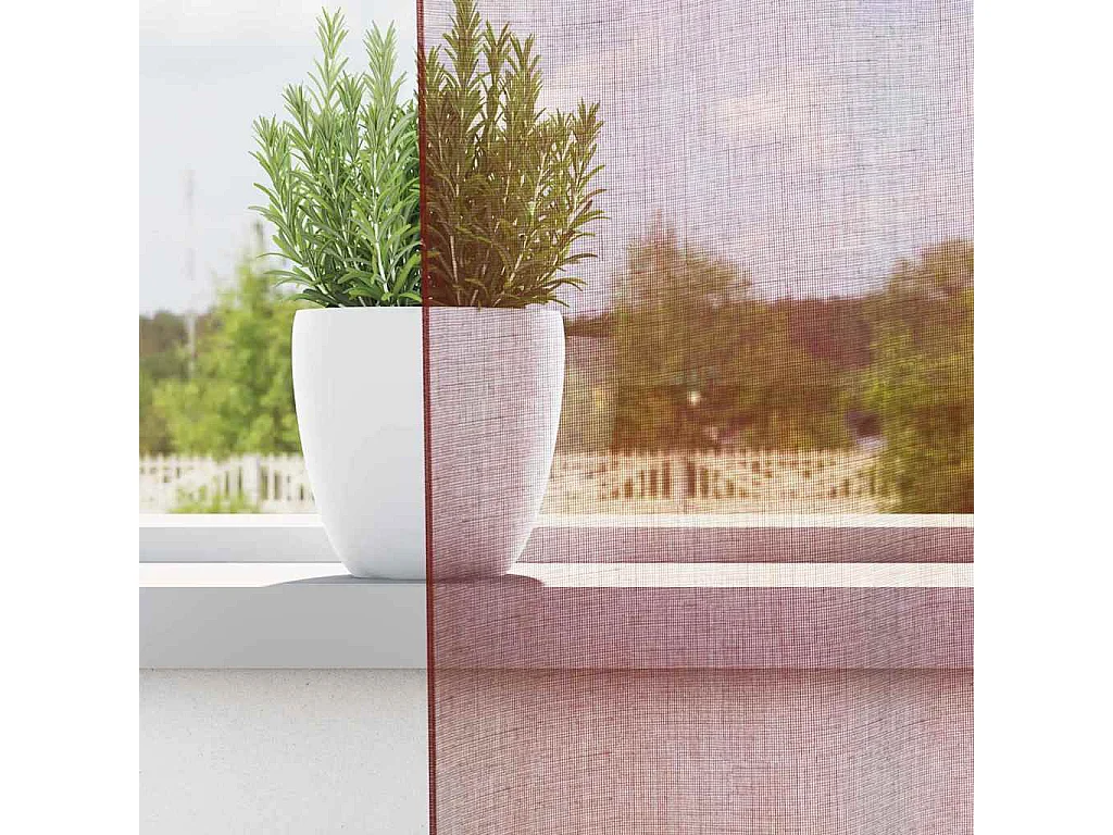 Cortinas de voile com ilhós 2 peças vermelho bordô