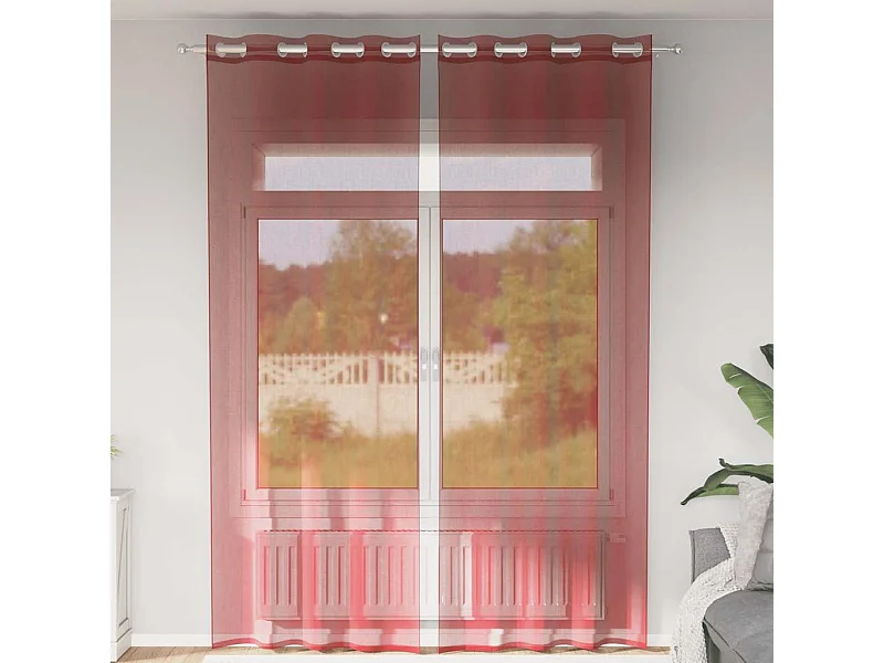 Voile Gardinen mit Ösen 2 Stk. bordeauxrot