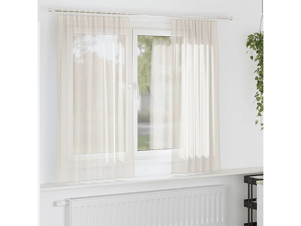 Cortinas de voile com laços 2 peças creme