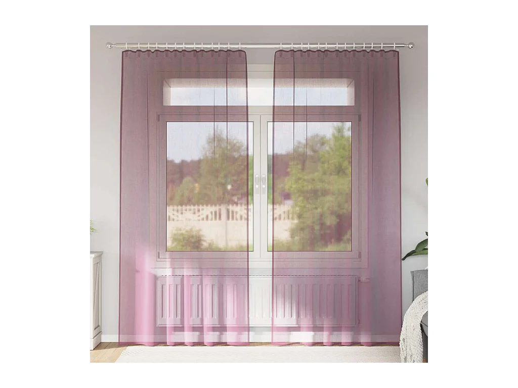 Tende in voile con passanti 2 pz viola 140x225 cm