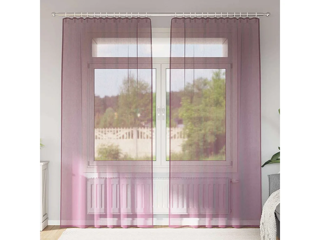 Rideaux en voile avec boucles 2 pcs violet 140x225 cm