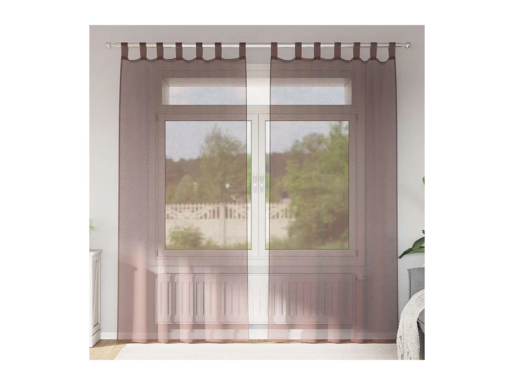 Rideaux en voile avec passe-tringles 2 pcs marron