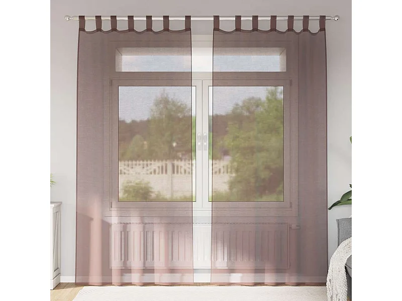 Voile-Vorhänge mit Stangentaschen 2 Stk. braun