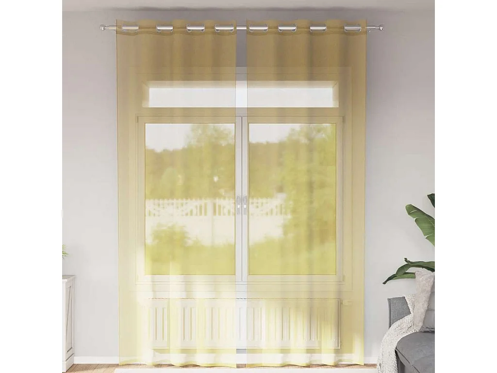 Rideaux en voile avec ?illets 2 pcs jaune