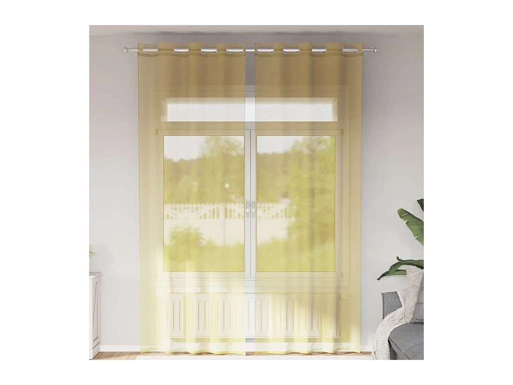 Rideaux en voile avec ?illets 2 pcs jaune