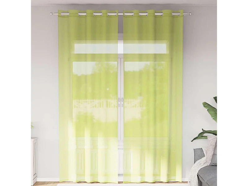 Voile gordijnen met ringen 2 stuks appelgroen 140x260 cm