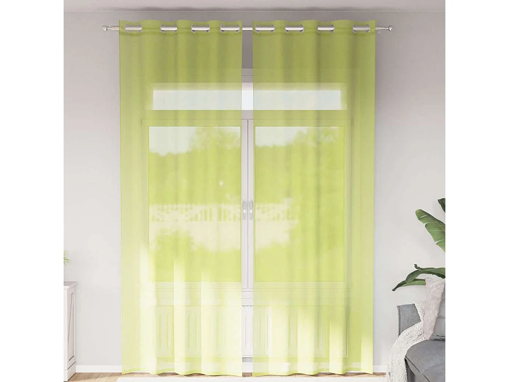 Voile gordijnen met ringen 2 stuks appelgroen 140x260 cm
