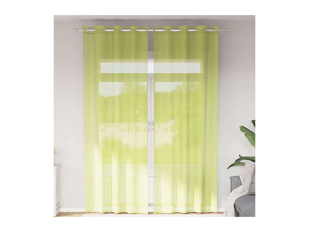 Rideaux en voile avec ?illets 2 pcs vert pomme 140x260 cm