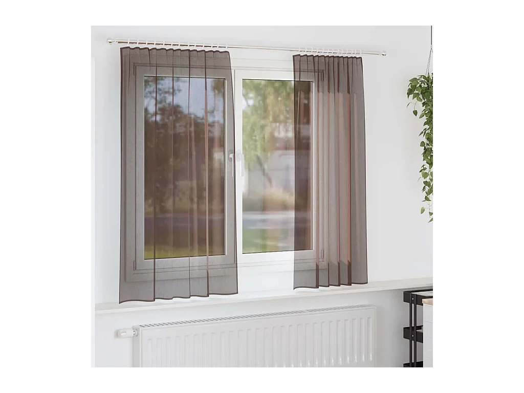 Rideaux en voile avec passants 2 pcs marron
