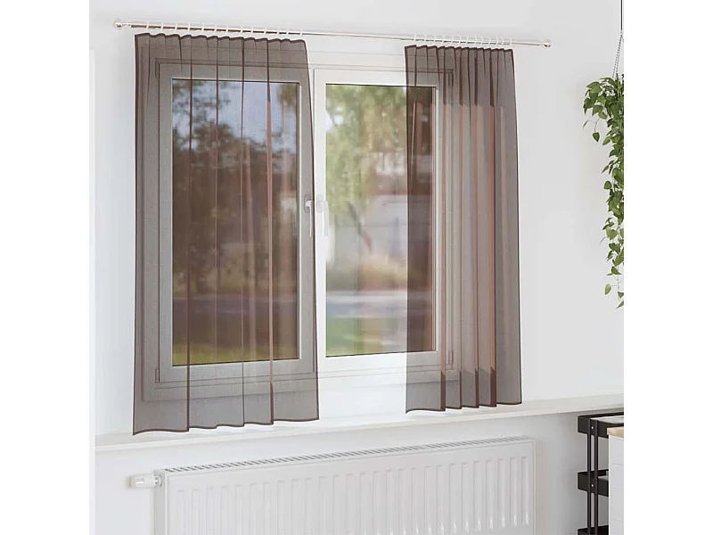 Tende in voile con passanti 2 pz marrone