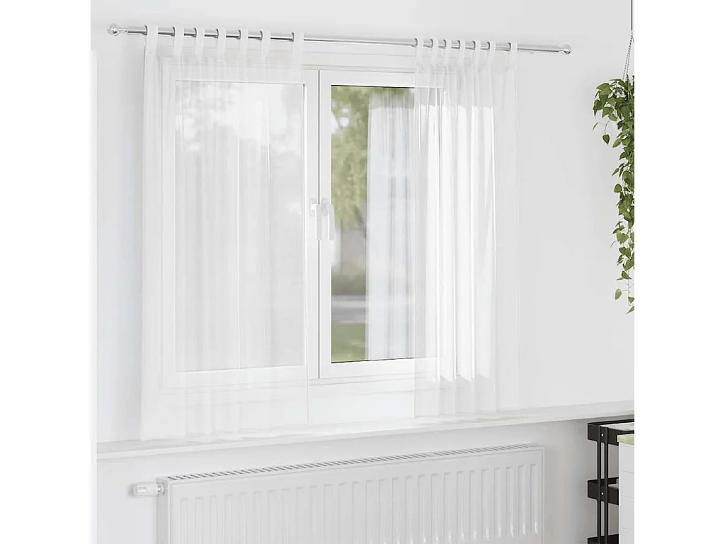 Rideaux en voile avec passe-tringles 2 pcs blanc