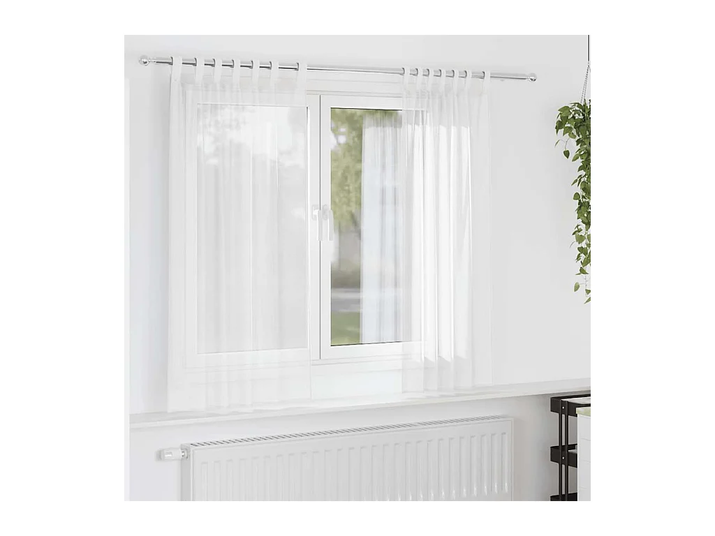 Rideaux en voile avec passe-tringles 2 pcs blanc