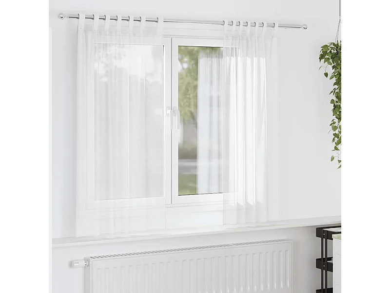 Tende in voile con tasche per asta 2 pezzi bianco