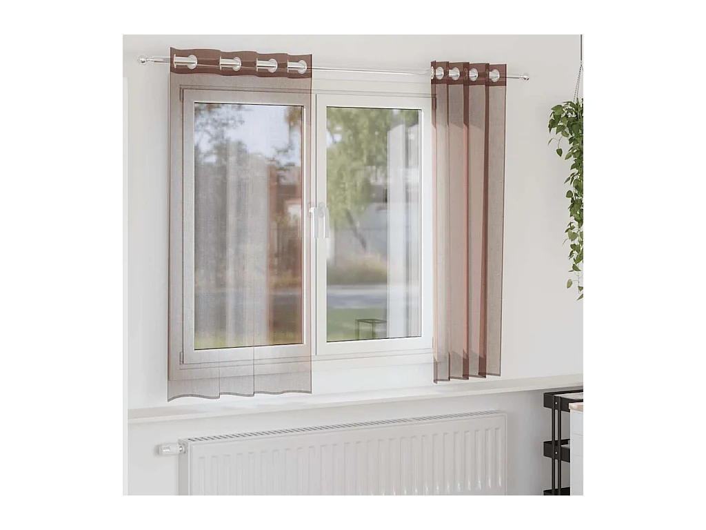 Rideaux en voile avec ?illets 2 pcs marron 140x140 cm