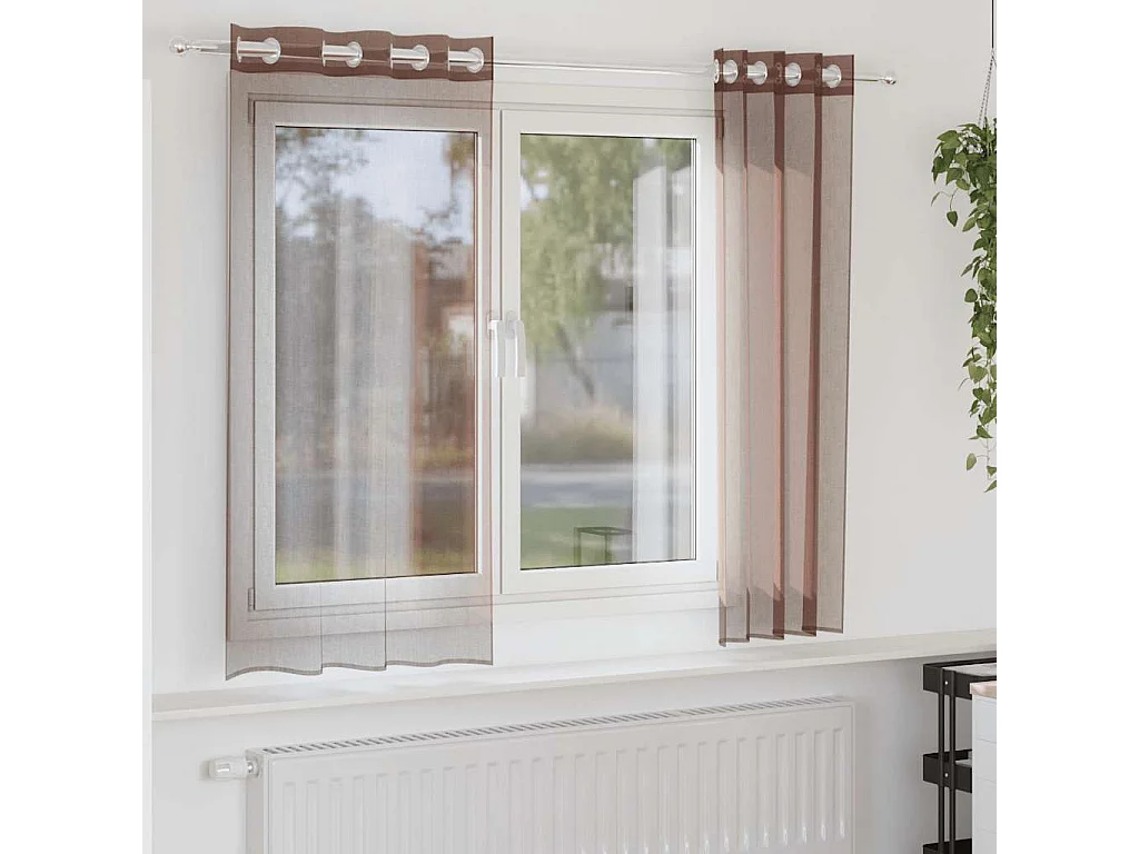 Rideaux en voile avec ?illets 2 pcs marron 140x140 cm