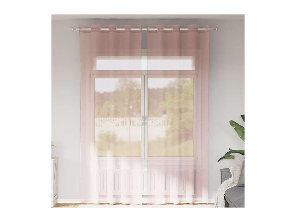 Rideaux en voile avec ?illets 2 pcs rose clair 140x300 cm
