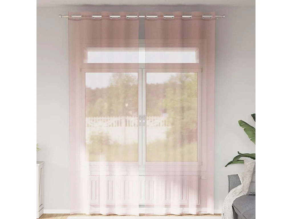 Rideaux en voile avec ?illets 2 pcs rose clair 140x300 cm