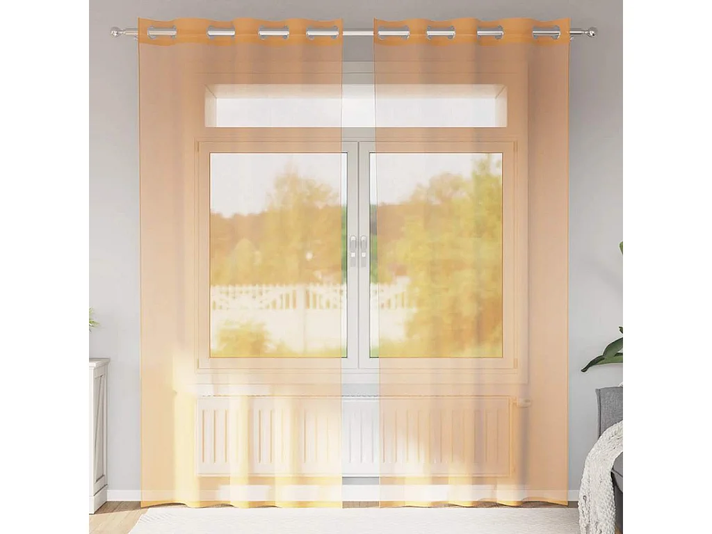 Voile Vorhänge mit Ösen 2 Stk. orange 140x245 cm