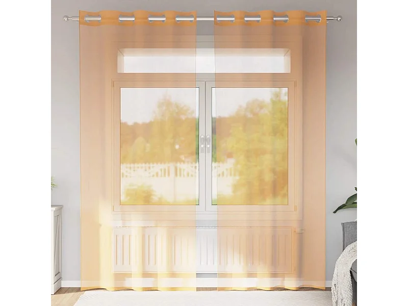 Cortinas de voile com ilhós 2 peças laranja 140x245 cm