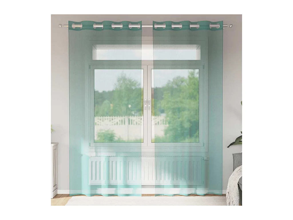Rideaux en voile avec ?illets 2 pcs turquoise