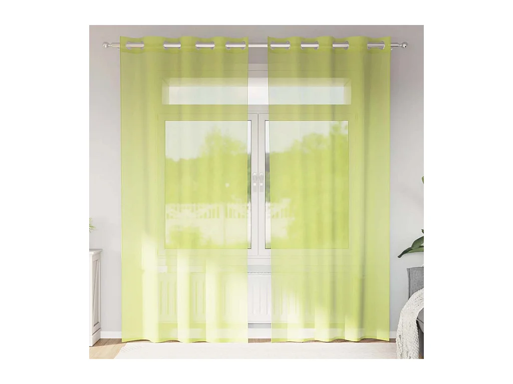 Rideaux en voile avec ?illets 2 pcs vert pomme 140x225 cm