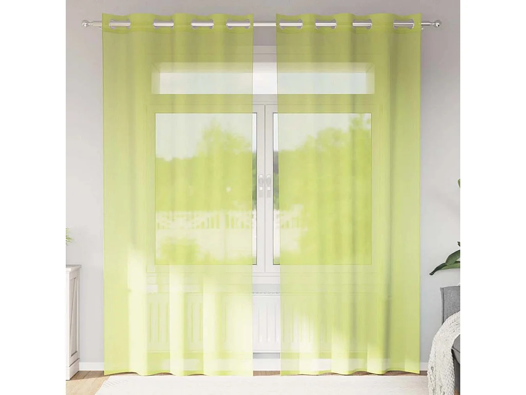 Rideaux en voile avec ?illets 2 pcs vert pomme 140x225 cm
