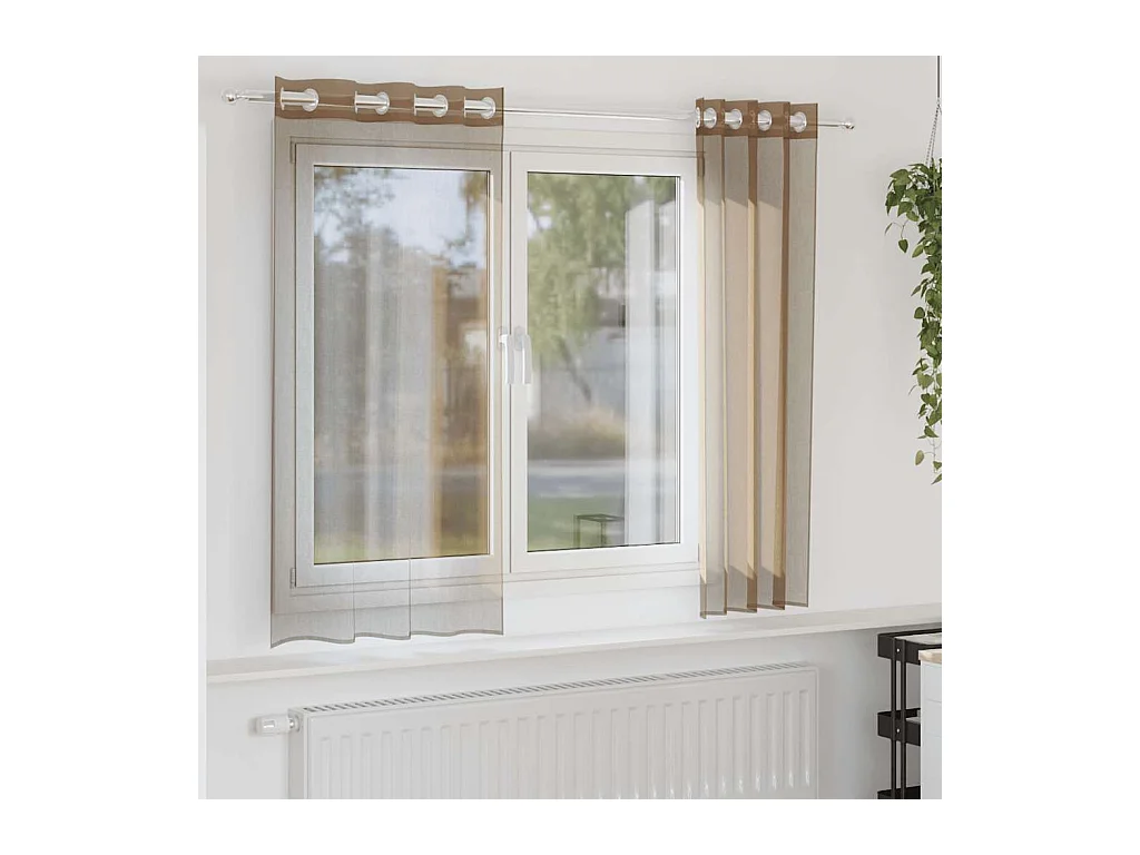 Rideaux en voile avec ?illets 2 pcs marron clair