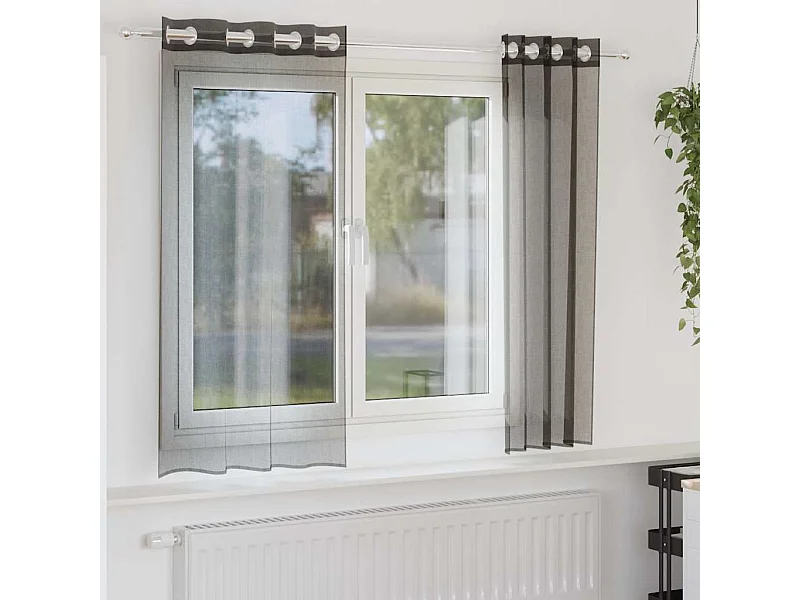 Tende in voile con occhielli 2 pz nero 140x175 cm