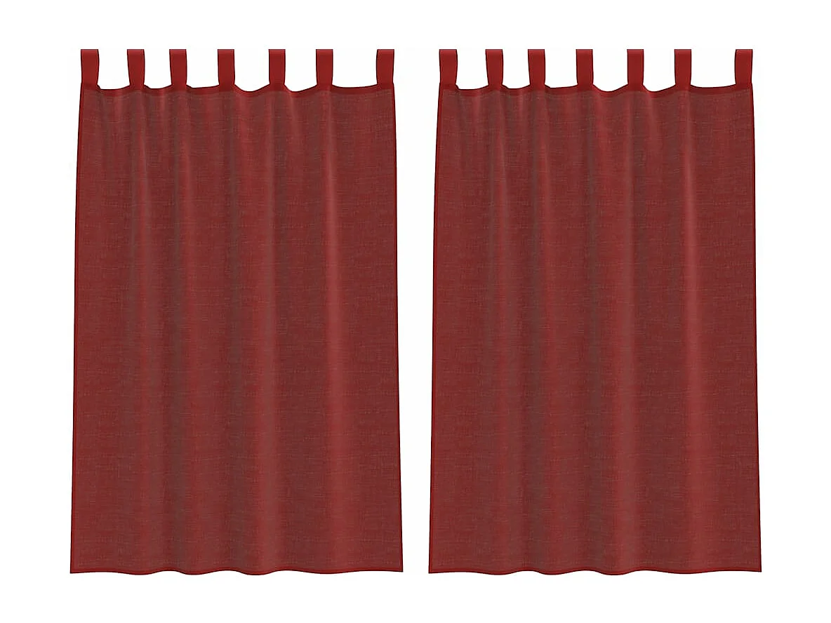 Cortinas de voile com bolsos de haste 2 peças vermelho bordô