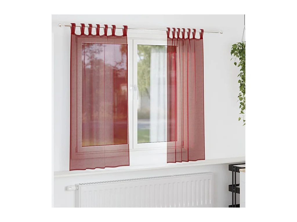 Rideaux en voile avec passe-tringles 2 pcs rouge bordeaux