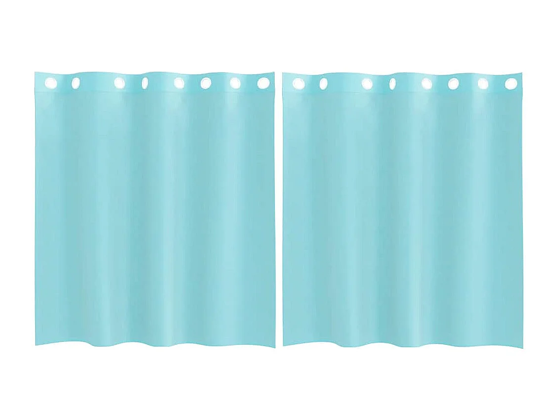 Voile gordijnen met ringen 2 stuks turquoise