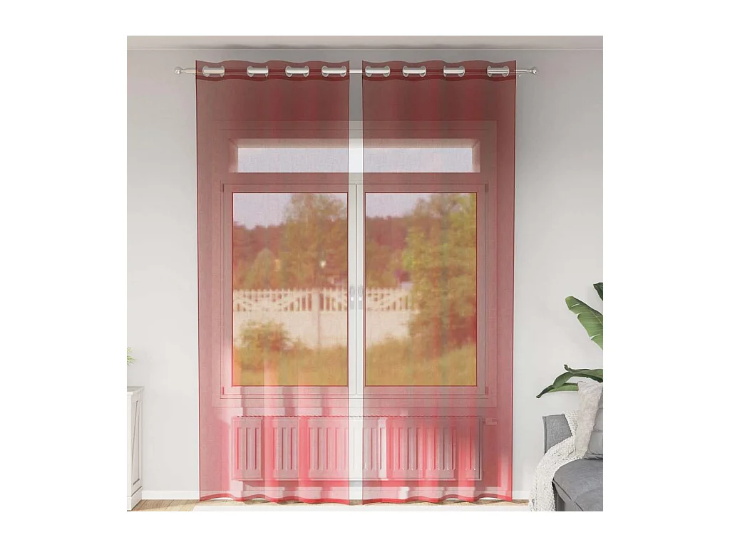 Rideaux en voile avec ?illets 2 pcs rouge bordeaux