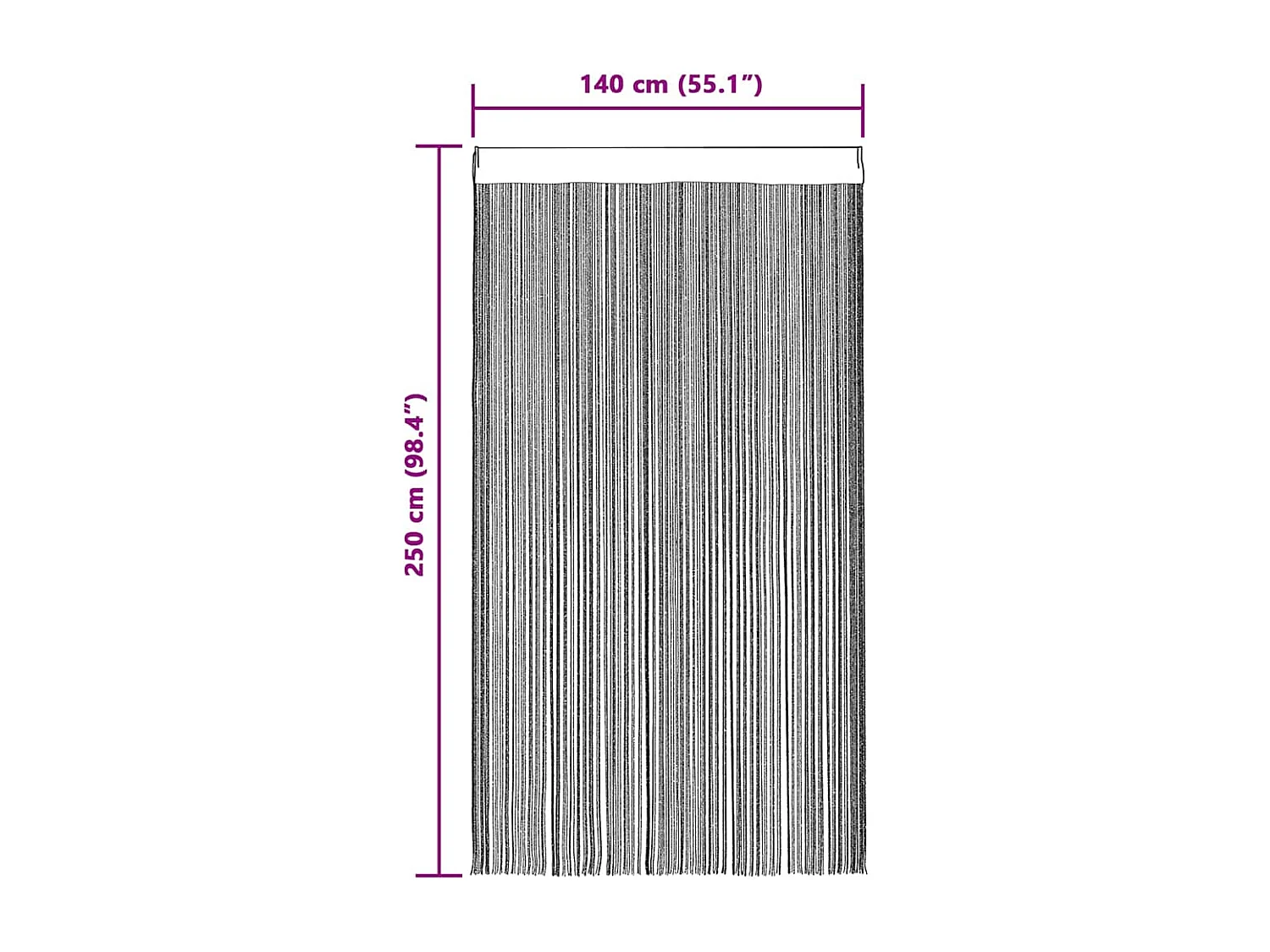 Cortina de corda 2 peças 140 x 250 cm laranja