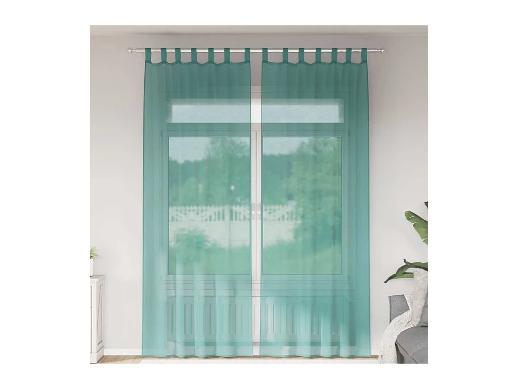 Rideaux en voile avec passe-tringles 2 pcs turquoise