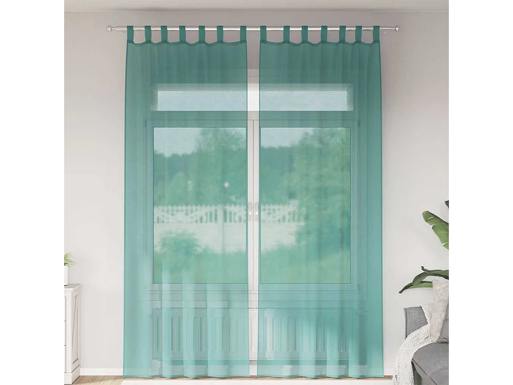 Rideaux en voile avec passe-tringles 2 pcs turquoise