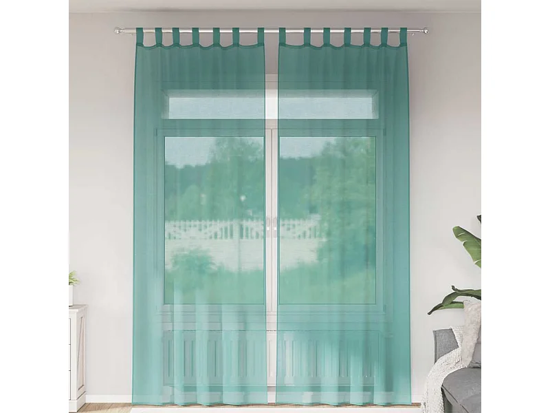 Voile Gardinen mit Stangentaschen 2 Stk. türkis