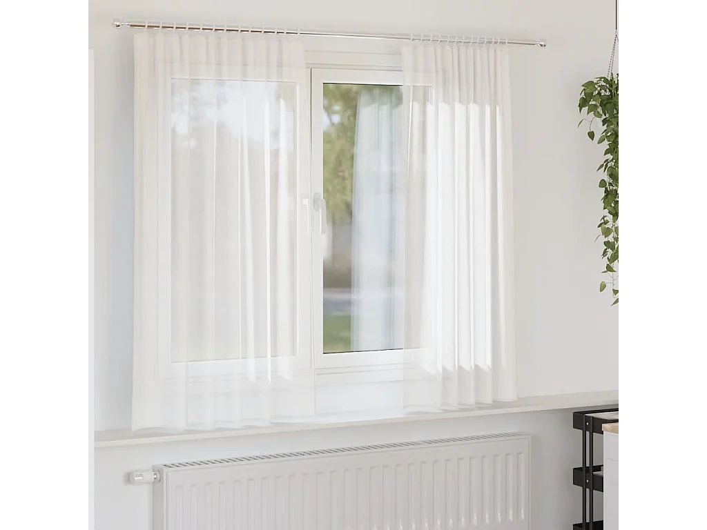 Cortinas de voile com laços 2 peças brancas 140x175 cm