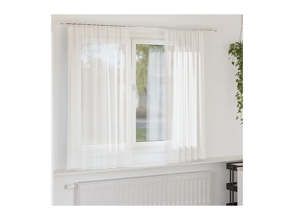 Tende in voile con passanti 2 pz bianco 140x175 cm