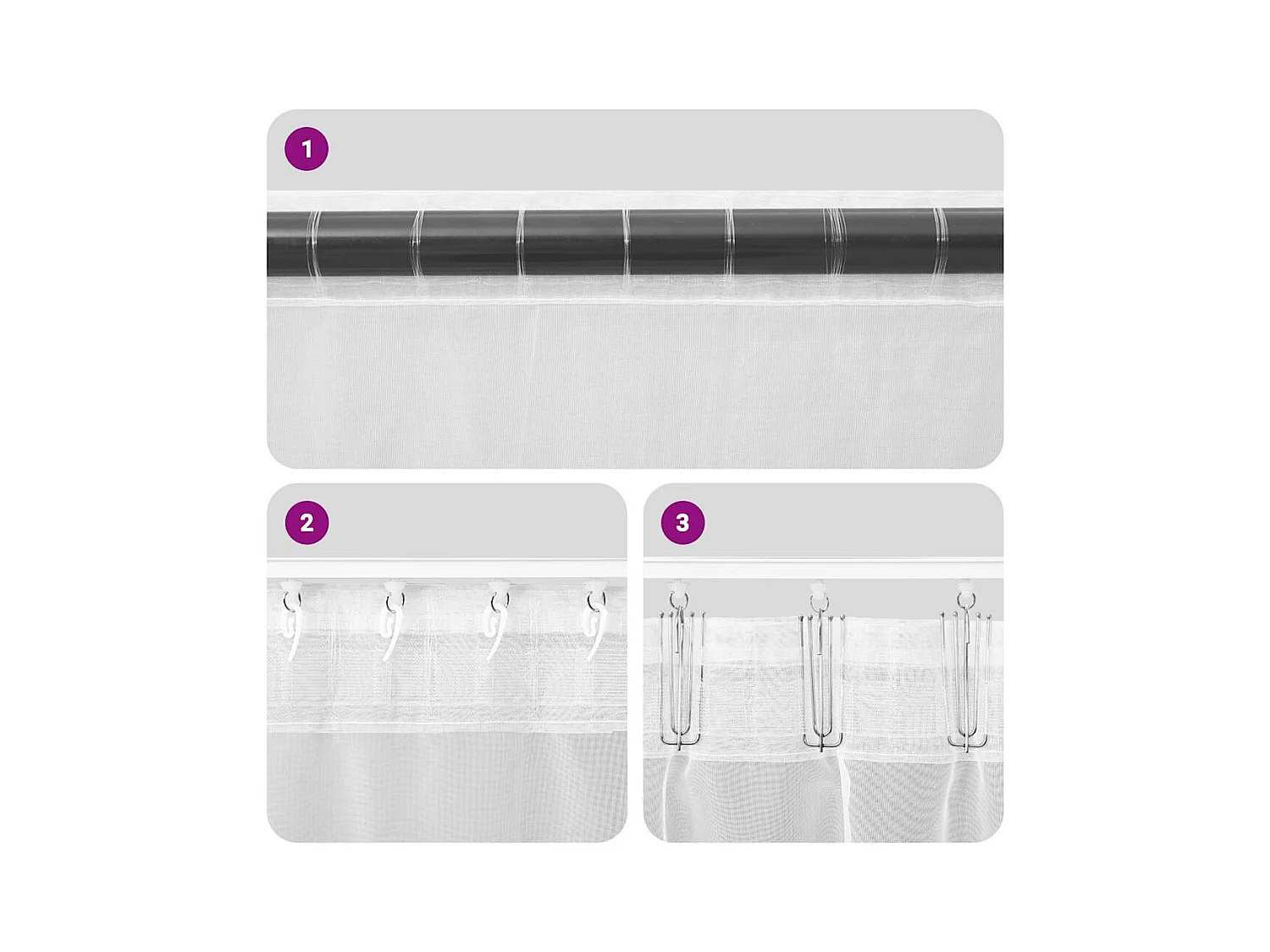 Tende in voile con passanti 2 pz bianco 140x175 cm
