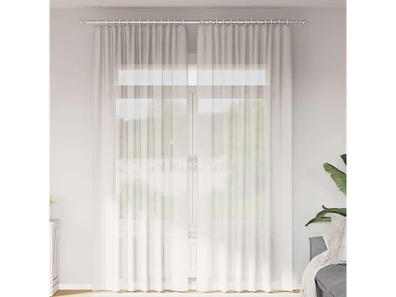 Cortinas de voile com laços 2 peças brancas 140x260 cm