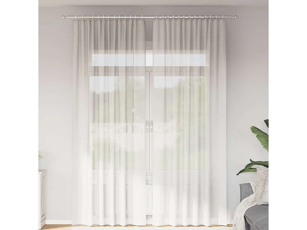 Cortinas de voile com laços 2 peças brancas 140x260 cm