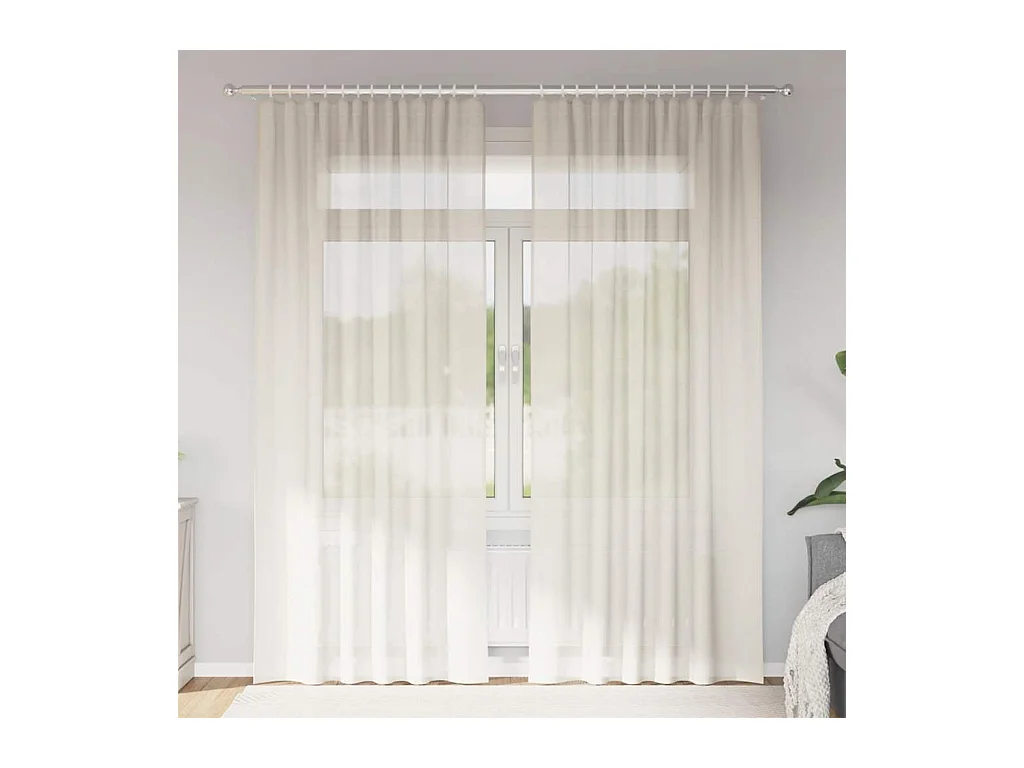 Rideaux en voile avec passants 2 pcs crème