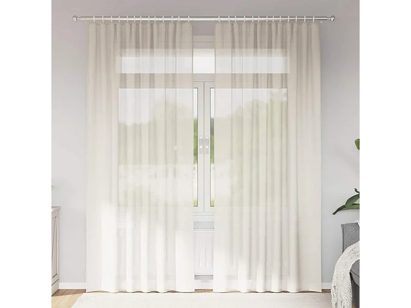 Tende in voile con passanti 2 pz crema