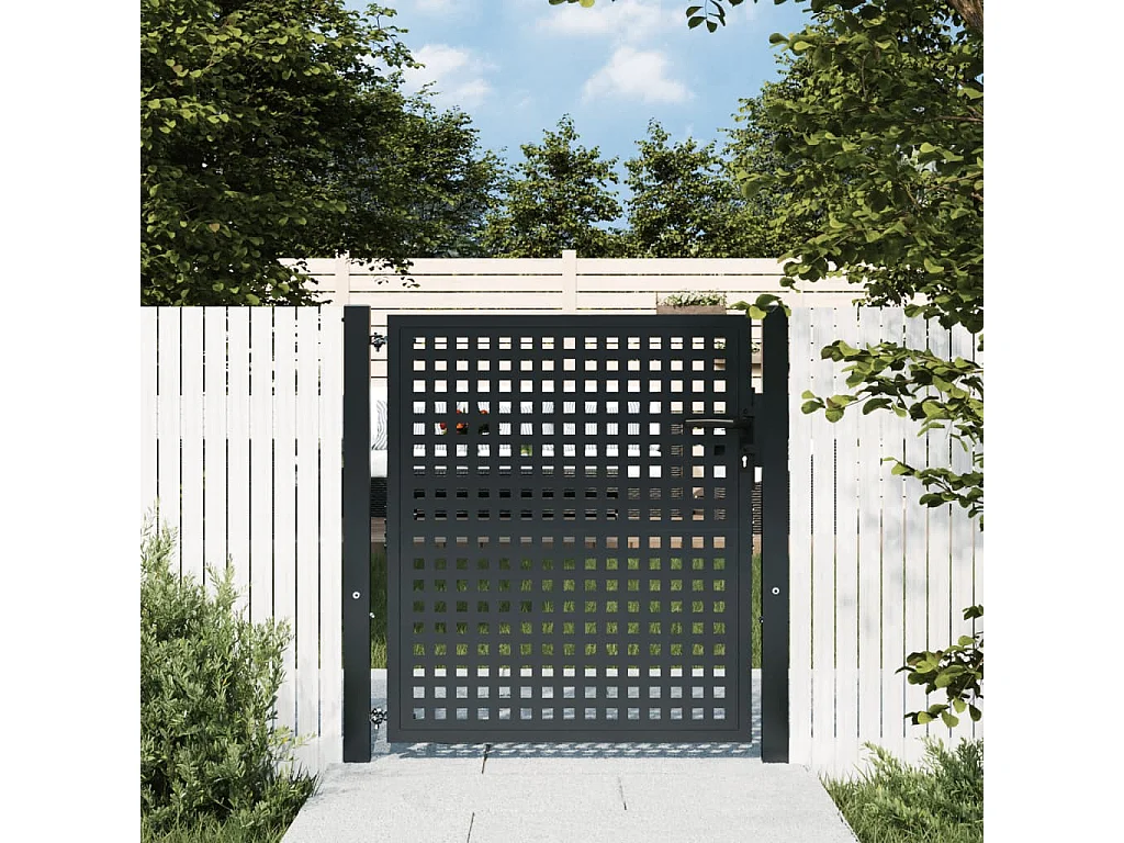 Portail de jardin anthracite 105x150 cm acier