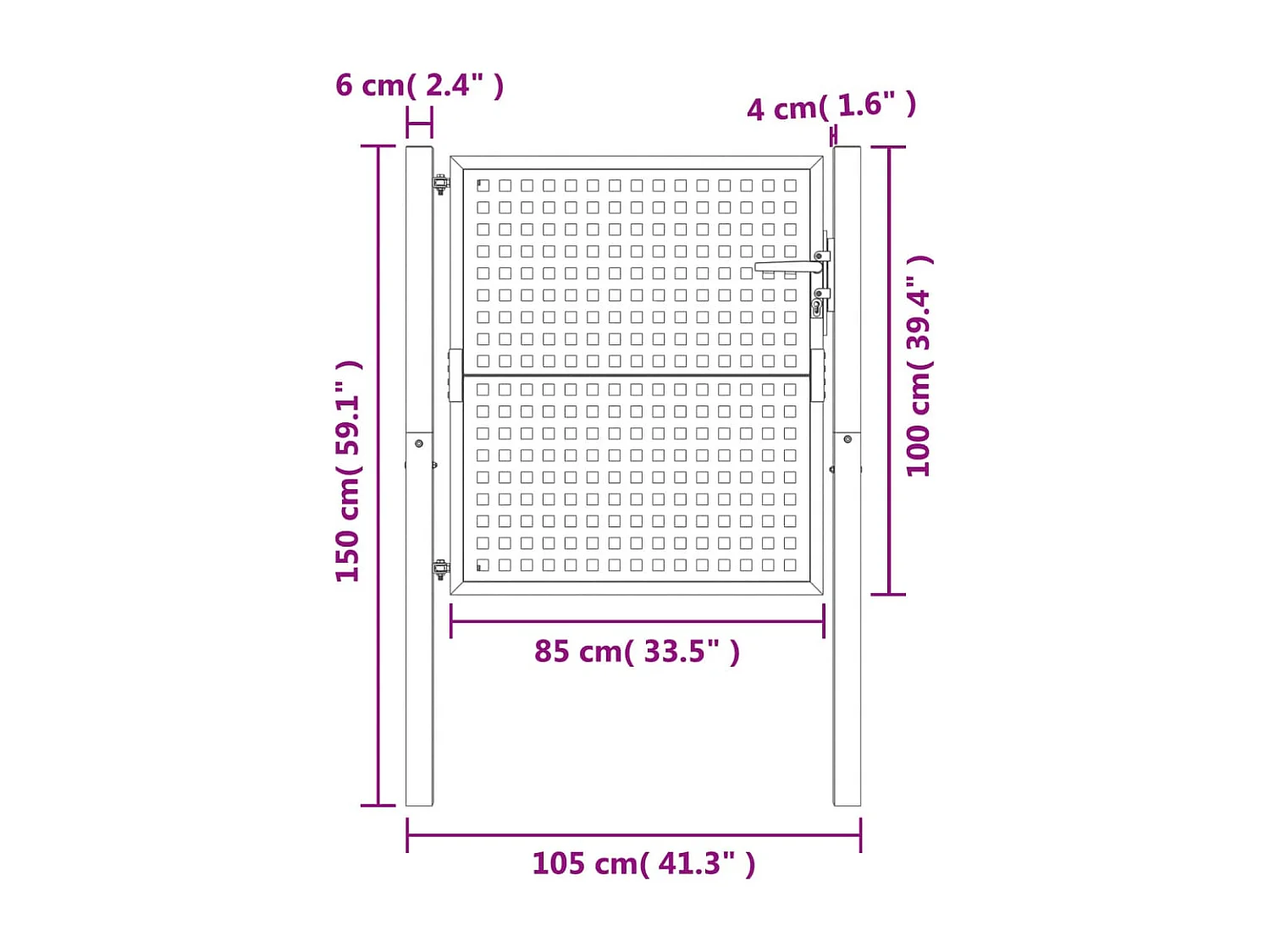 Portail de jardin anthracite 105x150 cm acier