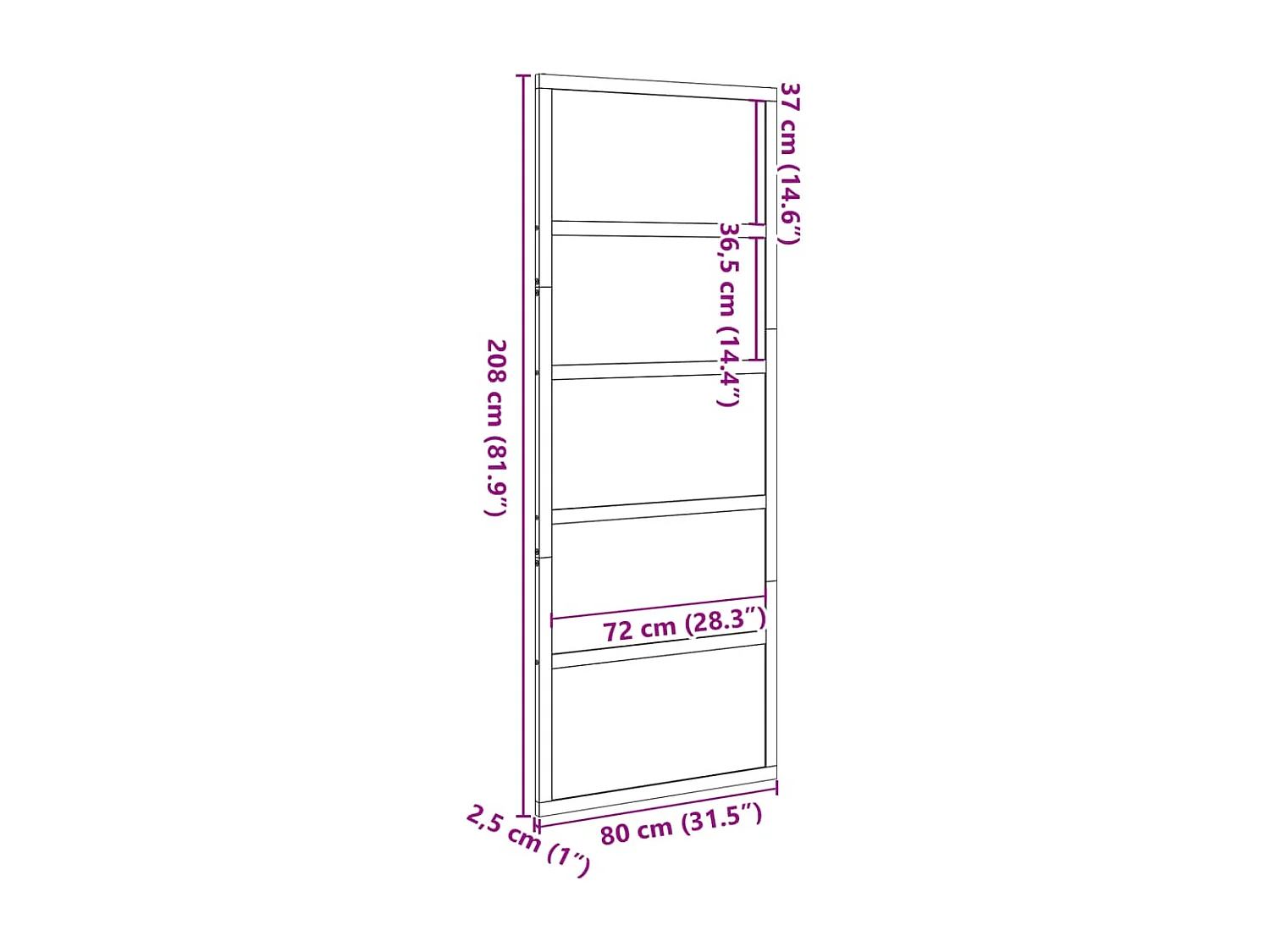 Porta da fienile 80x208 cm in legno massello di pino
