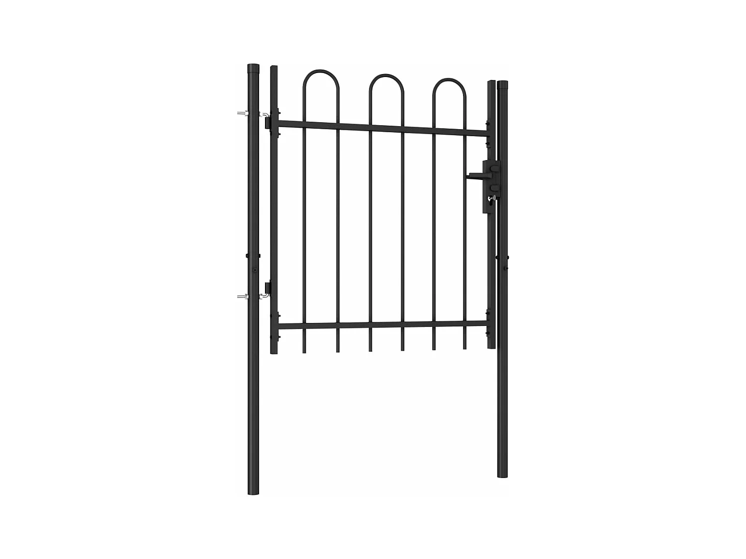 Portillon simple porte avec dessus arqué Acier 1x1 m Noir