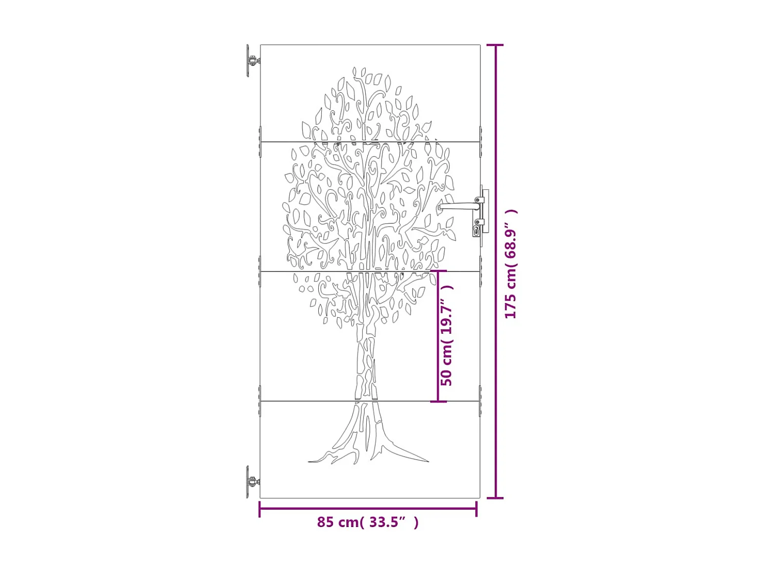 Gartentor 85x175 cm Cortenstahl Baumdesign