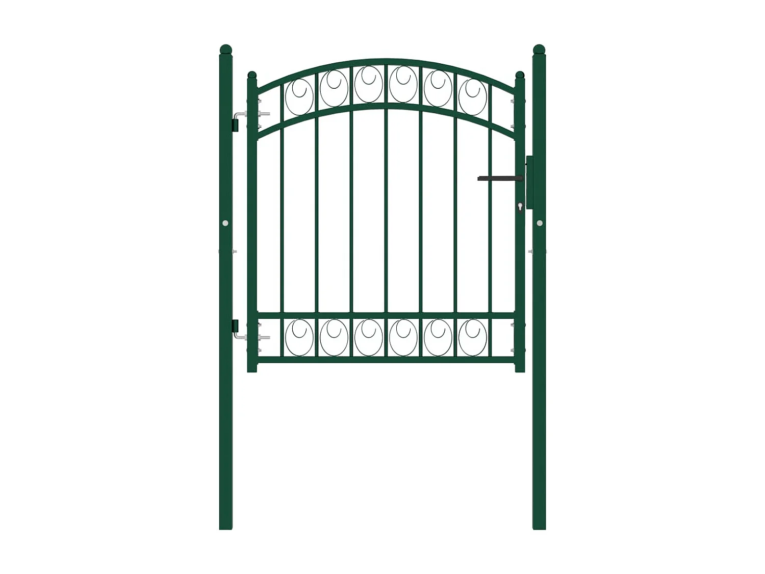 Puerta de valla con arco superior de acero 100x100 cm verde